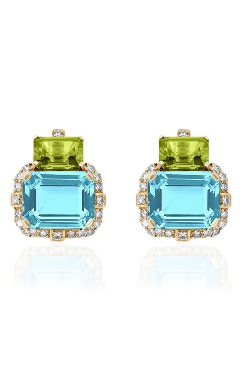 Gossip Semiprecious Stone Stud Earrings