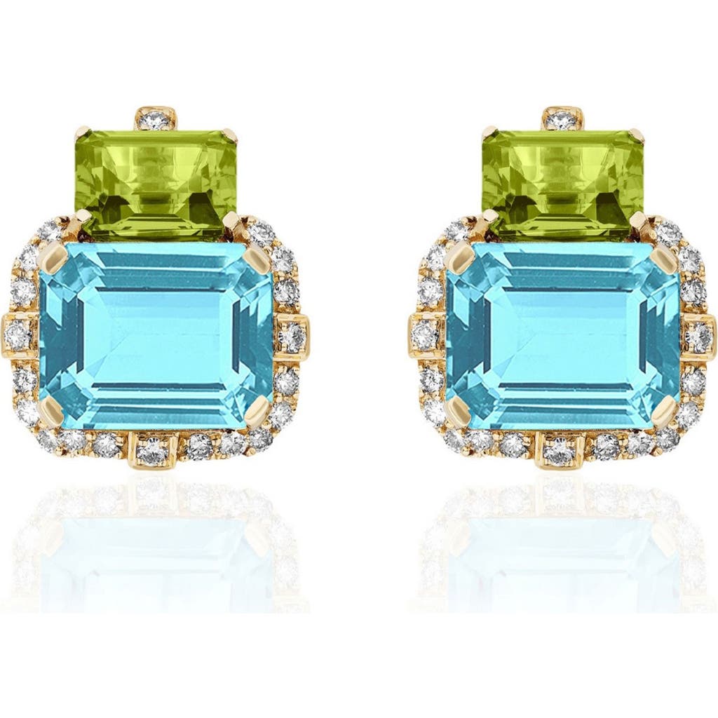 Goshwara 18k Yellow Gold Gossip Topaz And Diamond Earrings In Burgundy