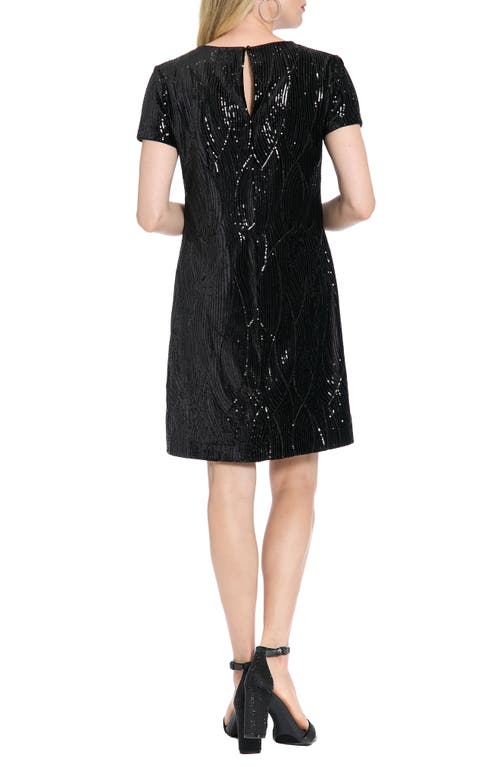 London Times Sequin T-shirt Dress In Black