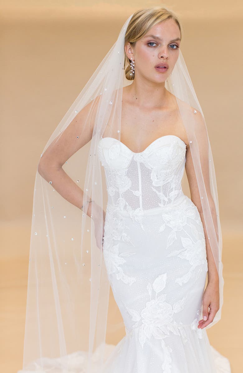 Brides & Hairpins Ottiline Crystal Cathedral Veil, Alternate, color, Ivory