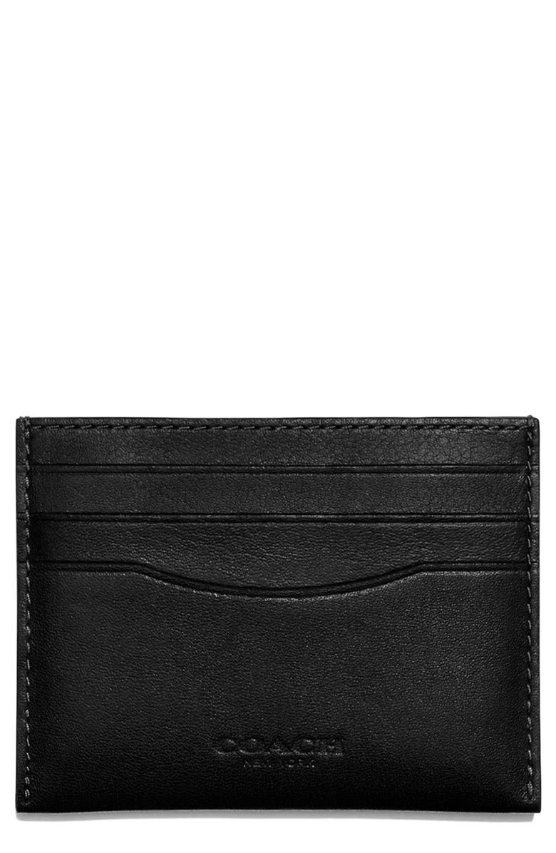 COACH Leather Card Case, Main, color,