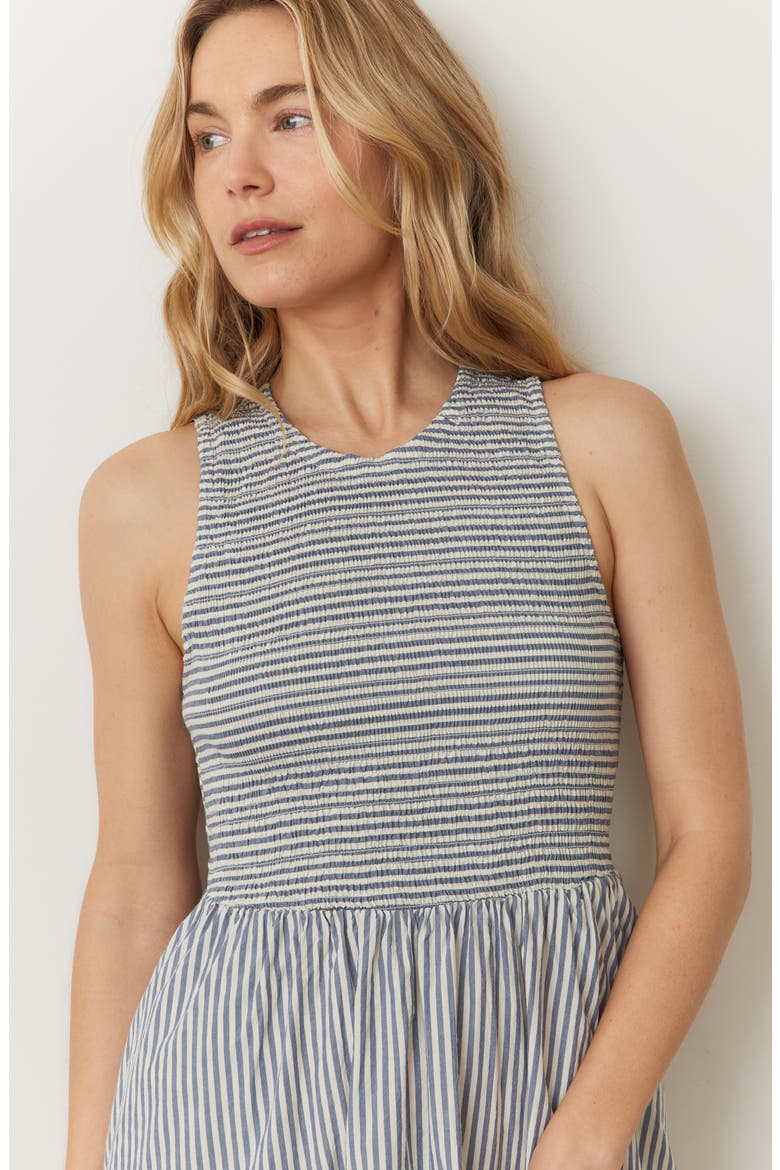 Darcy Sleeveless Smocked Midi Dress, Alternate, color, NAVY STRIPE