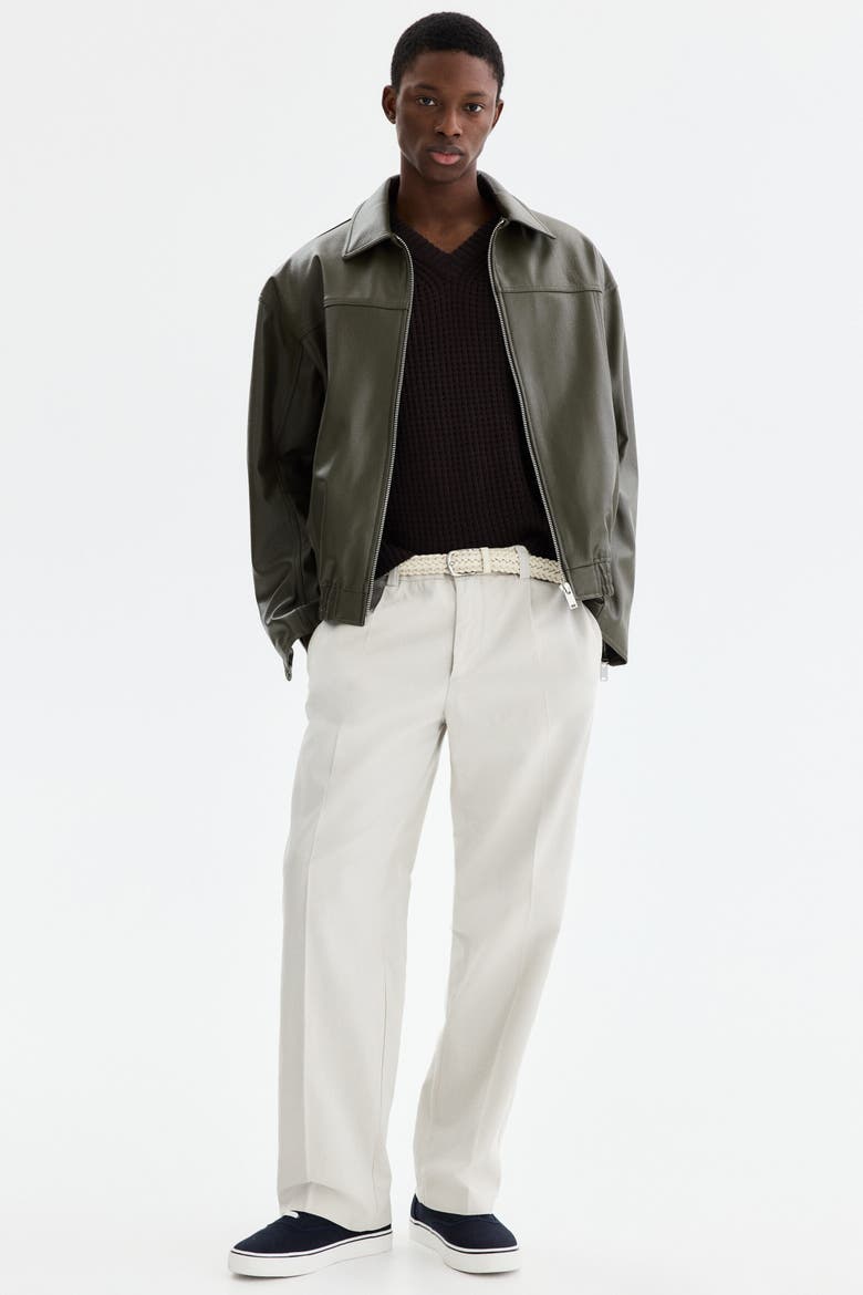 Relaxed Fit Cotton And Lyocell Tailored Trousers, Main, color, Light beige
