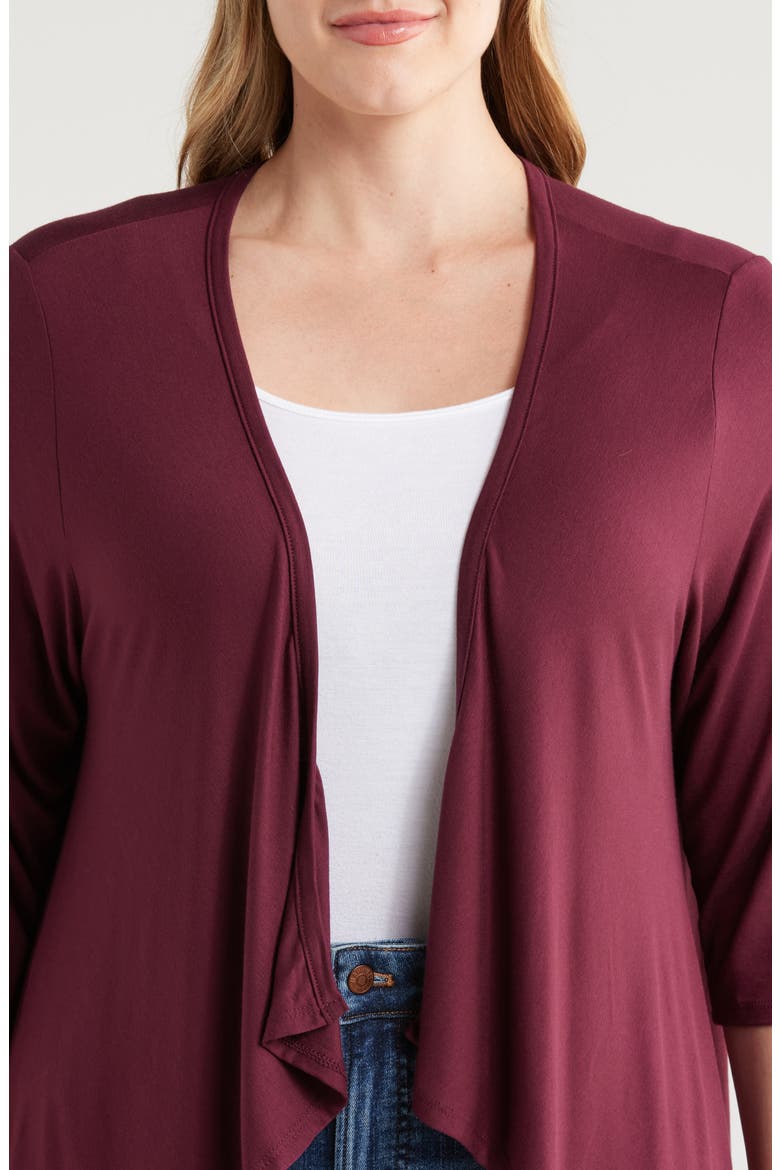 Open Front Cardigan, Alternate, color, WINE