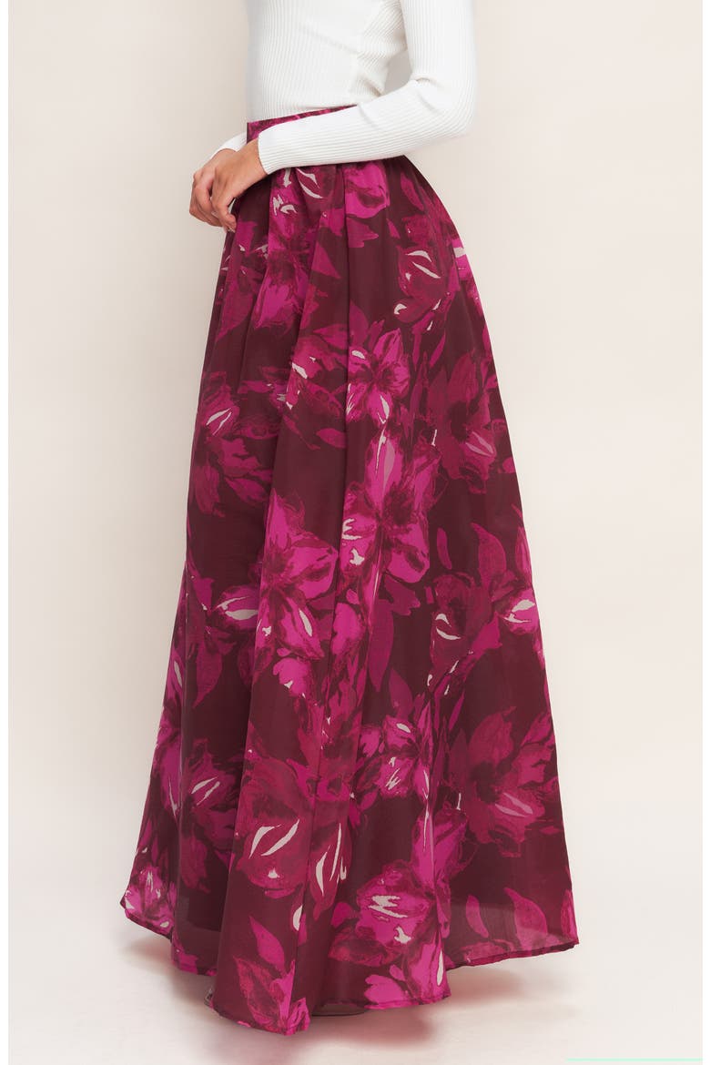 Floral Maxi Skirt, Alternate, color, BURGUNDY