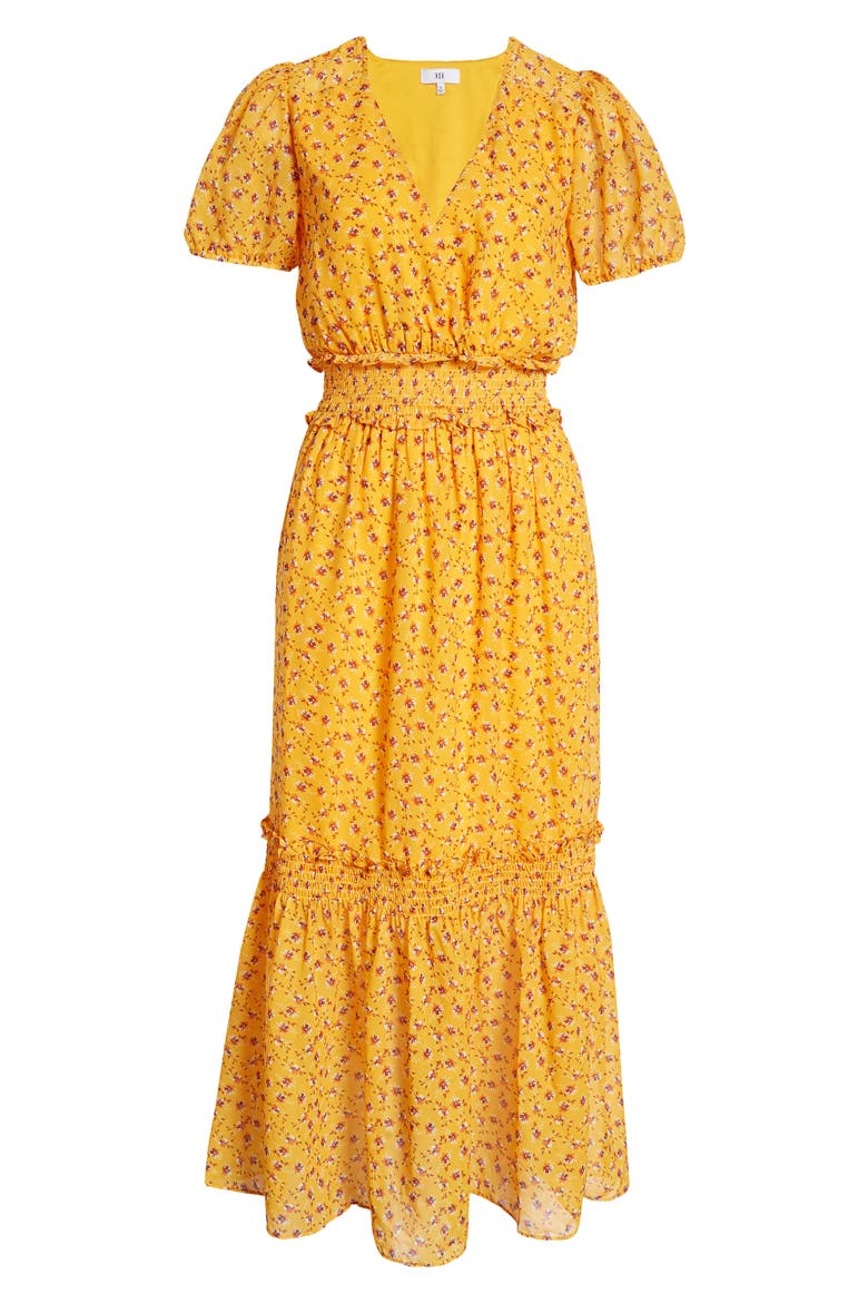 Ruby Floral Short Sleeve Dress, Alternate, color, MUSTARD DITSY