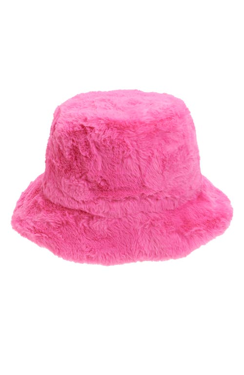 Tasha Faux Fur Bucket Hat In Pink
