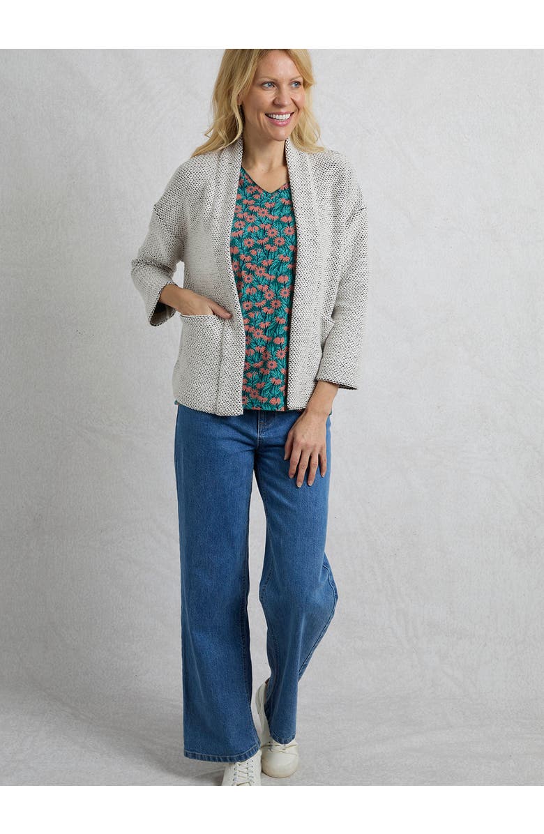 Weird Fish Santosh Cropped Macaroni Kimono Cardigan, Alternate, color, Ecru