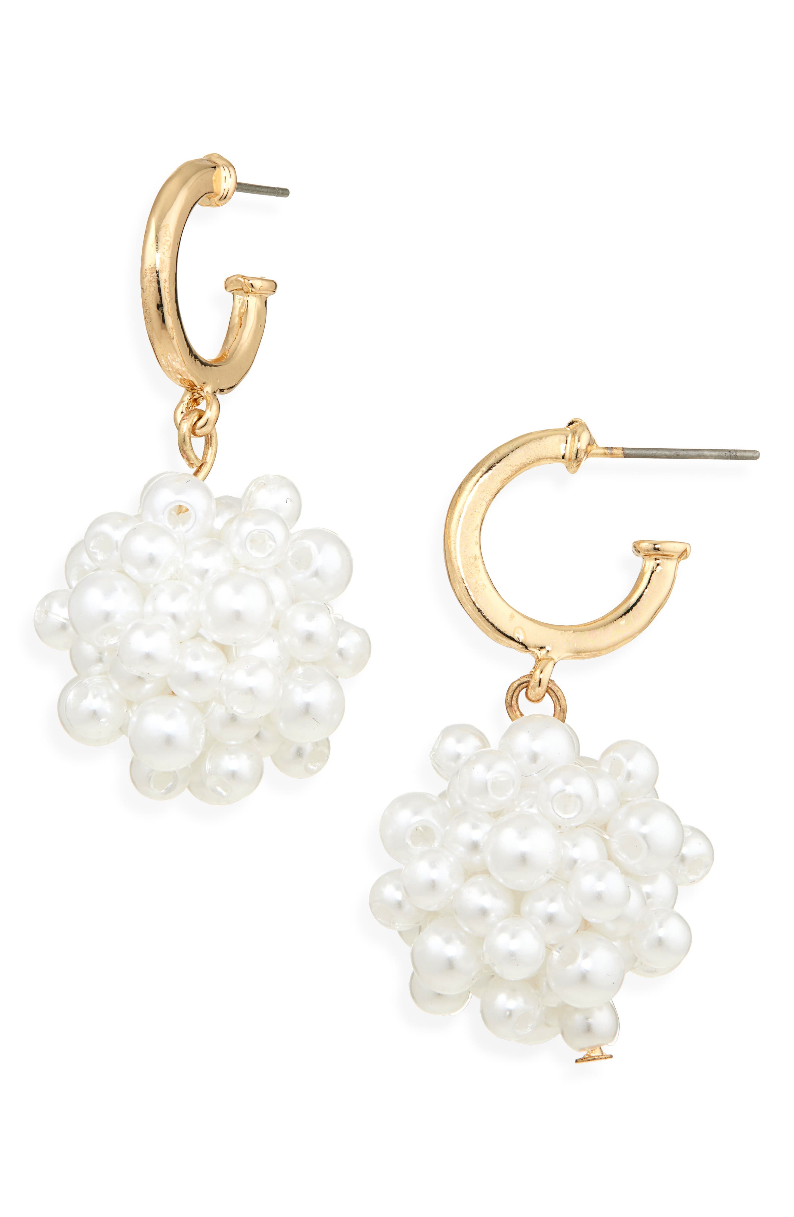 Tasha Faux Pearl Cluster Drop Earrings