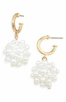 Tasha Faux Pearl Cluster Drop Earrings