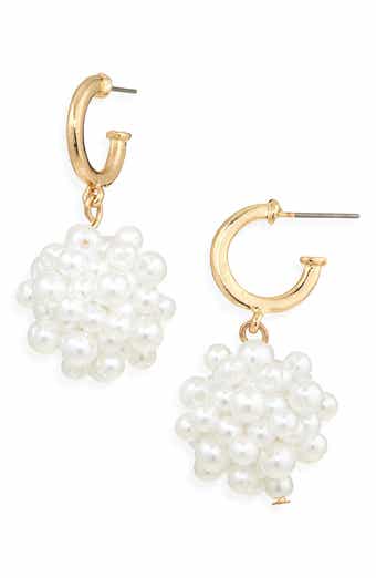 Tasha Faux Pearl Cluster Drop Earrings