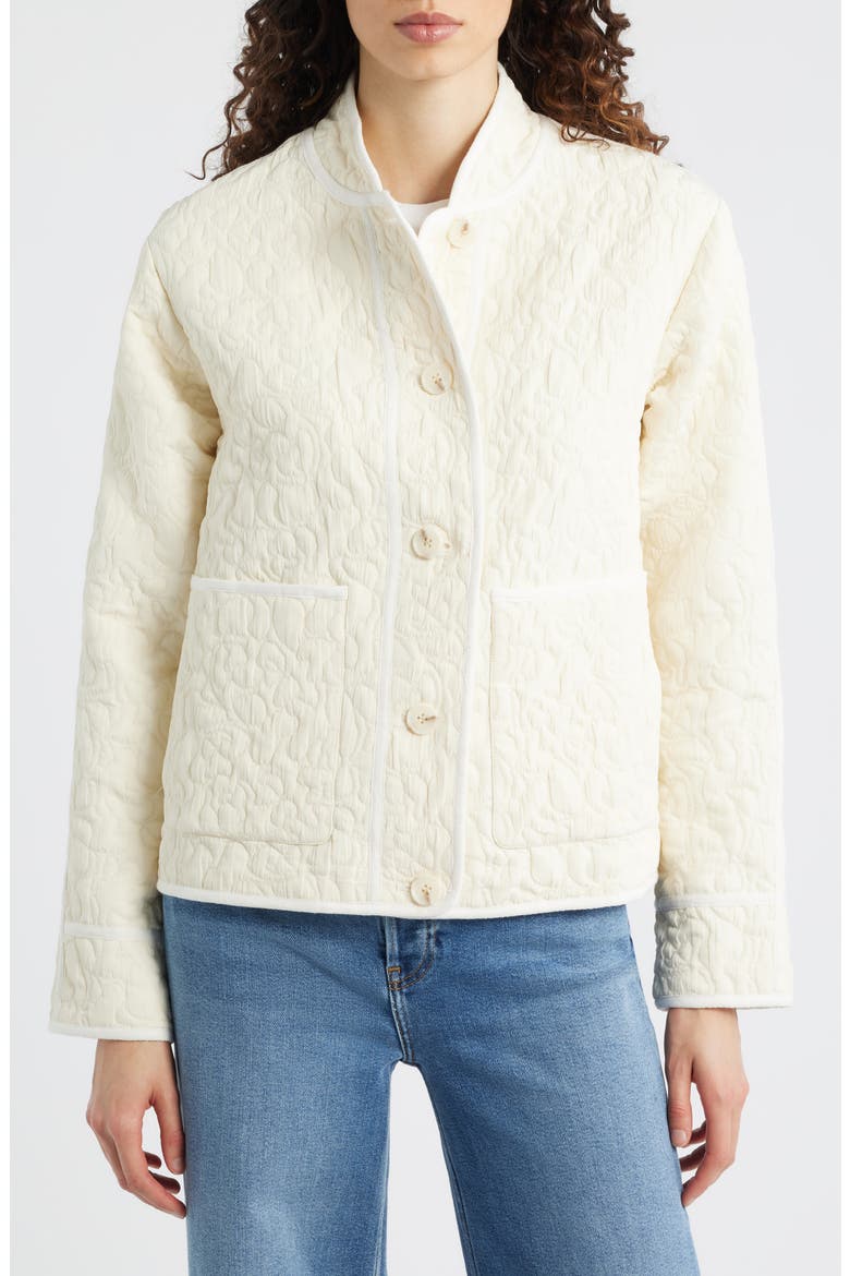 Quilted Jacquard Jacket, Alternate, color, CREAM