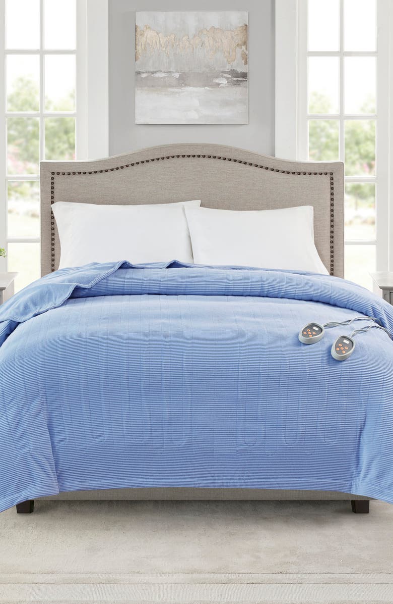 BEAUTYREST Electric Micro Fleece Heated Blanket, Alternate, color, Blue