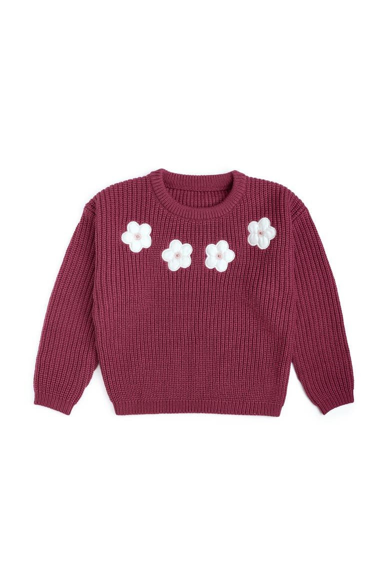 Floral Applique Sweater, Main, color, Berry