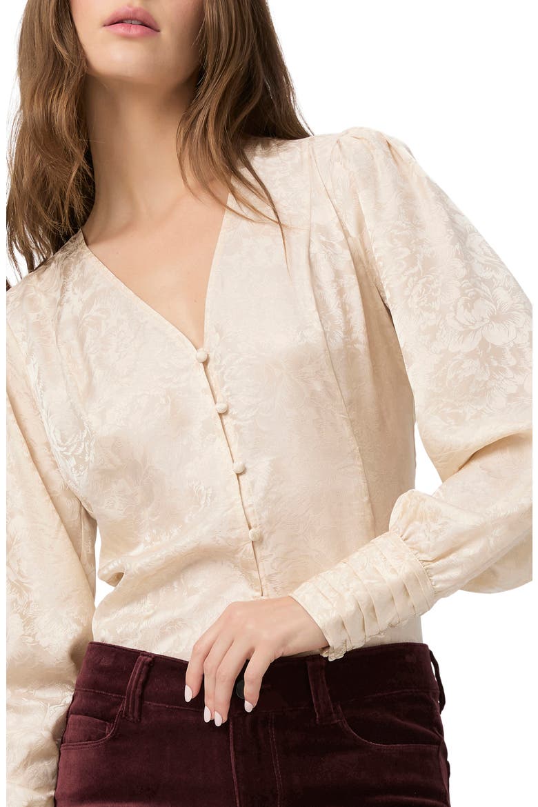 Marielle Floral Silk Top, Alternate, color, TRAVERTINE