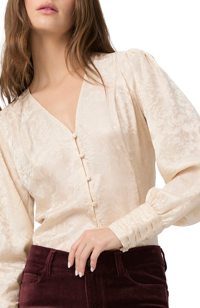 PAIGE Marielle Floral Silk Top, Alternate, color, Travertine