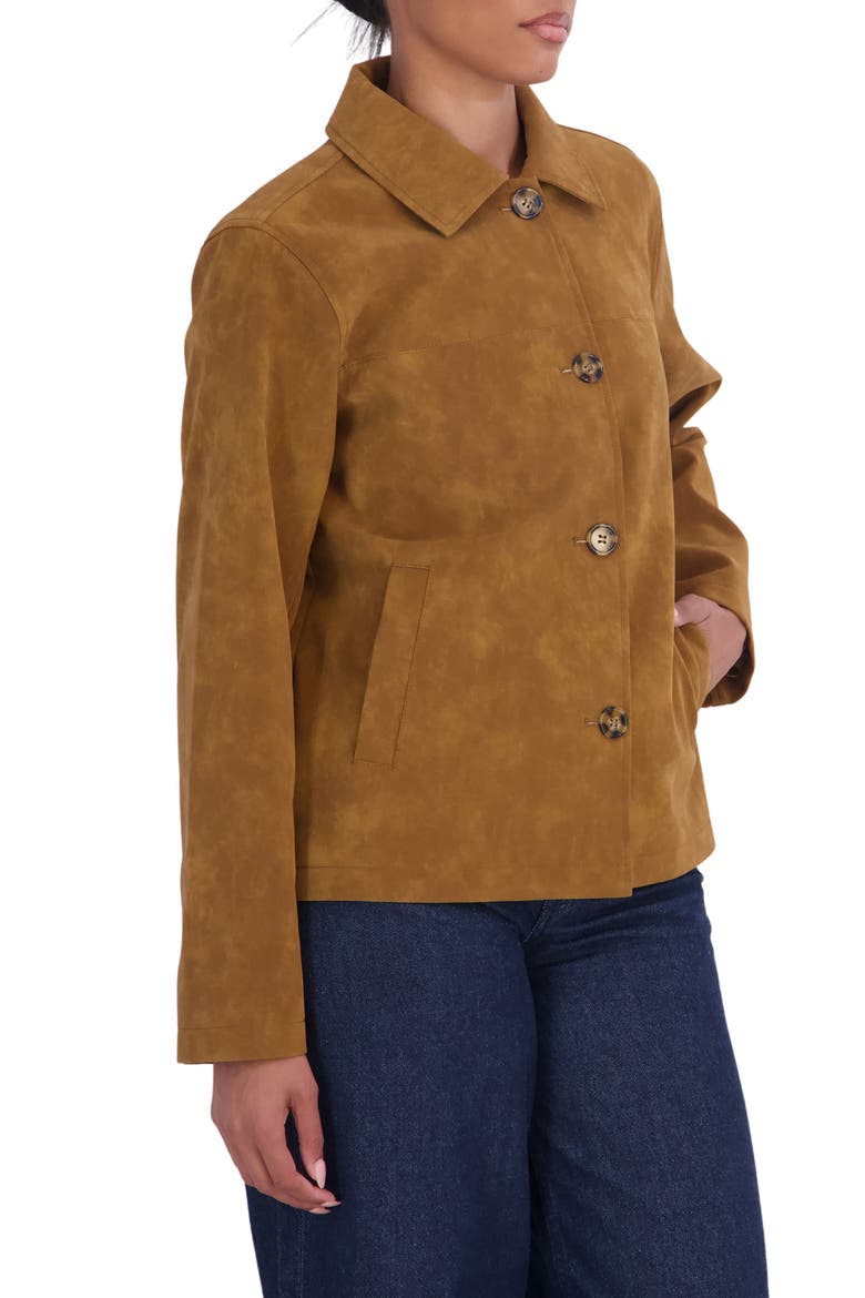 Faux Leather Car Coat, Alternate, color, COGNAC