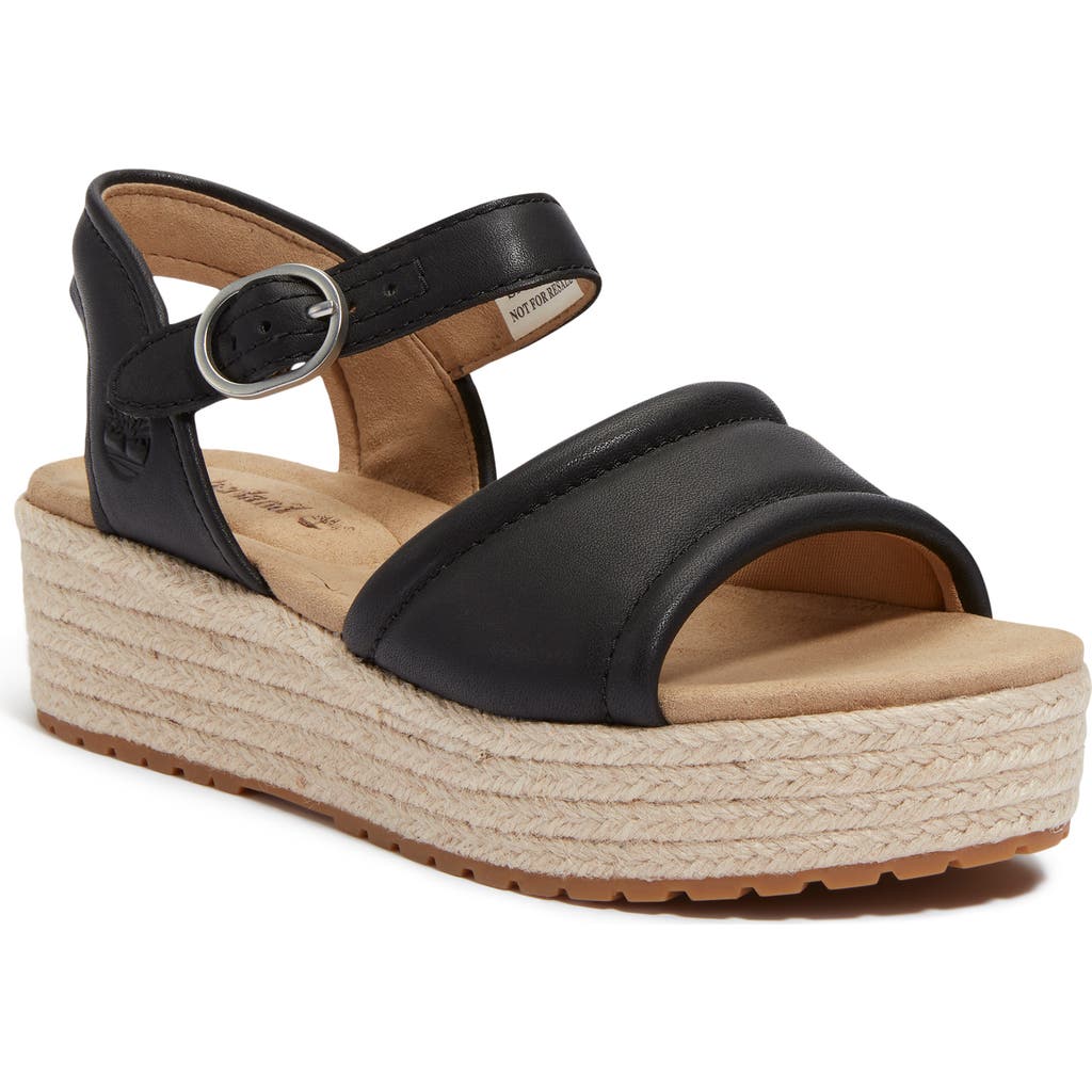 Timberland Santorini Sun Espadrille Sandal In Black Full Grain