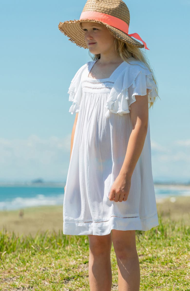 Snapper Rock Kids' Tassel Time Cover-Up Dress, Alternate, color, White