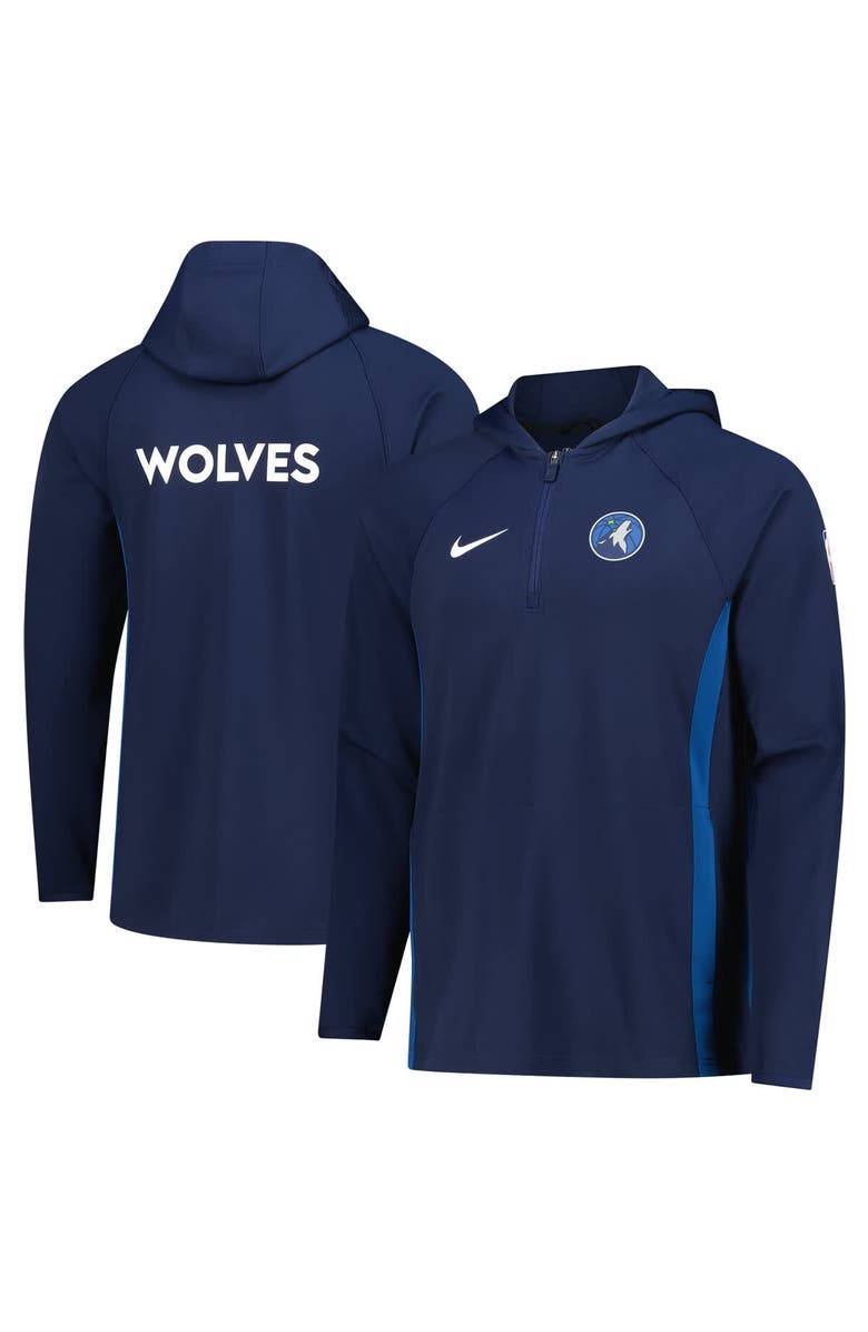 Nike Men's Nike  Navy Minnesota Timberwolves Authentic On Court Zone Quarter-Zip Dri-FIT Hoodie Jacket, Main, color, Navy