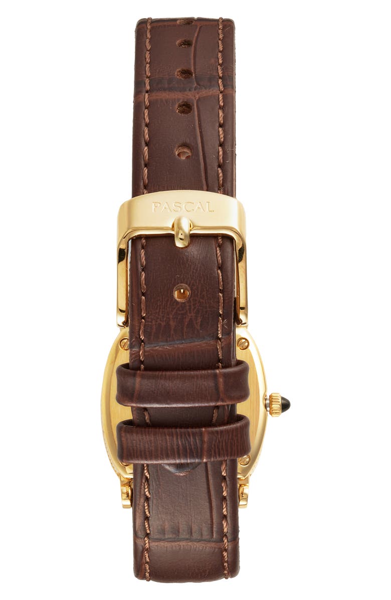 PASCAL Oval Bubble Lab Grown Diamond Leather Strap Watch, 24mm x 30mm, Alternate, color, Salmon Dial