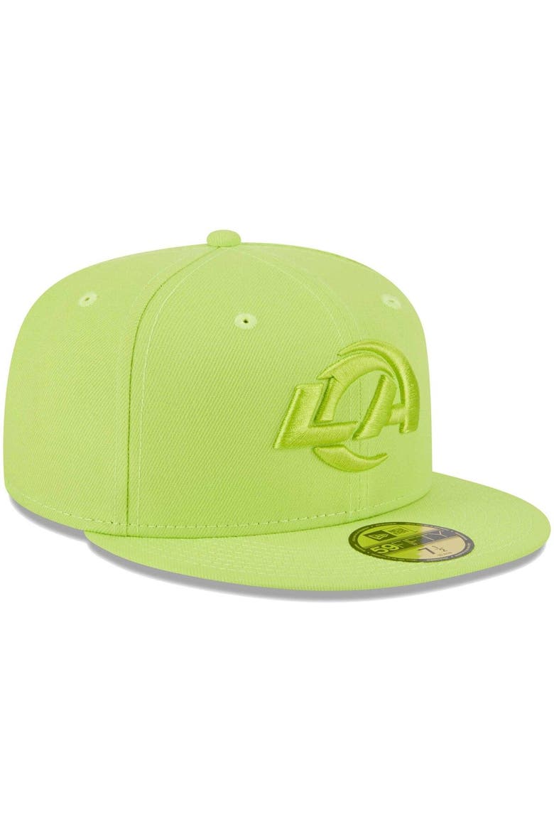 Men's New Era Neon Green Los Angeles Rams Color Pack Brights 59FIFTY Fitted Hat, Alternate, color, Neon Green