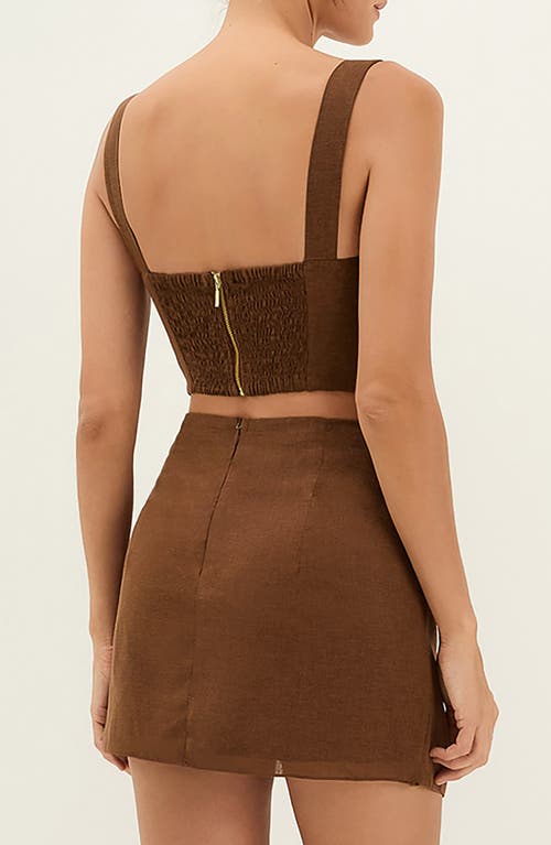 Vix Paula Hermanny Valleta Linen Blend Cover-up Top In Brown