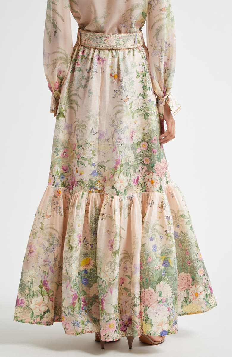 Camilla Tiered Linen & Silk Maxi Skirt, Alternate, color, Palacio Playground