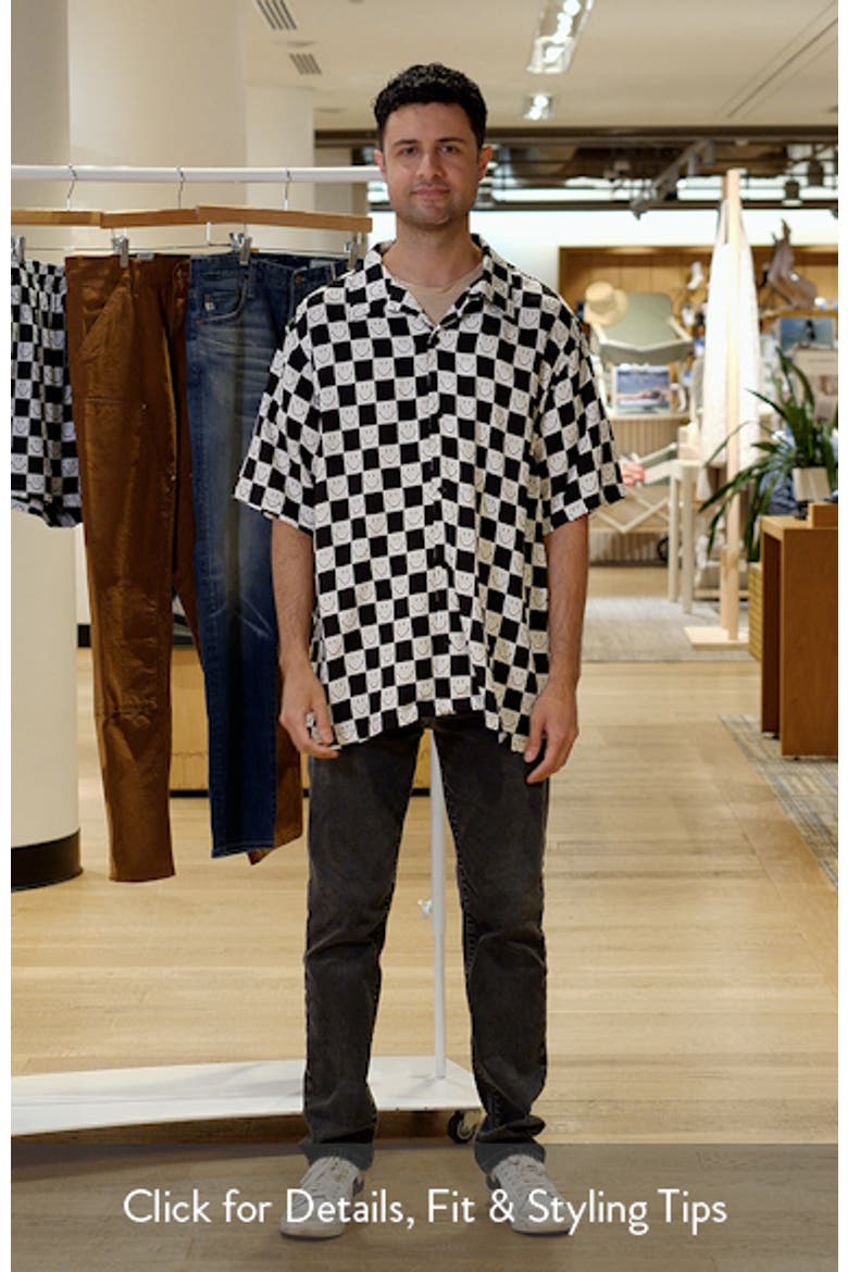 SMILEY® Checkerboard Print Camp Shirt video