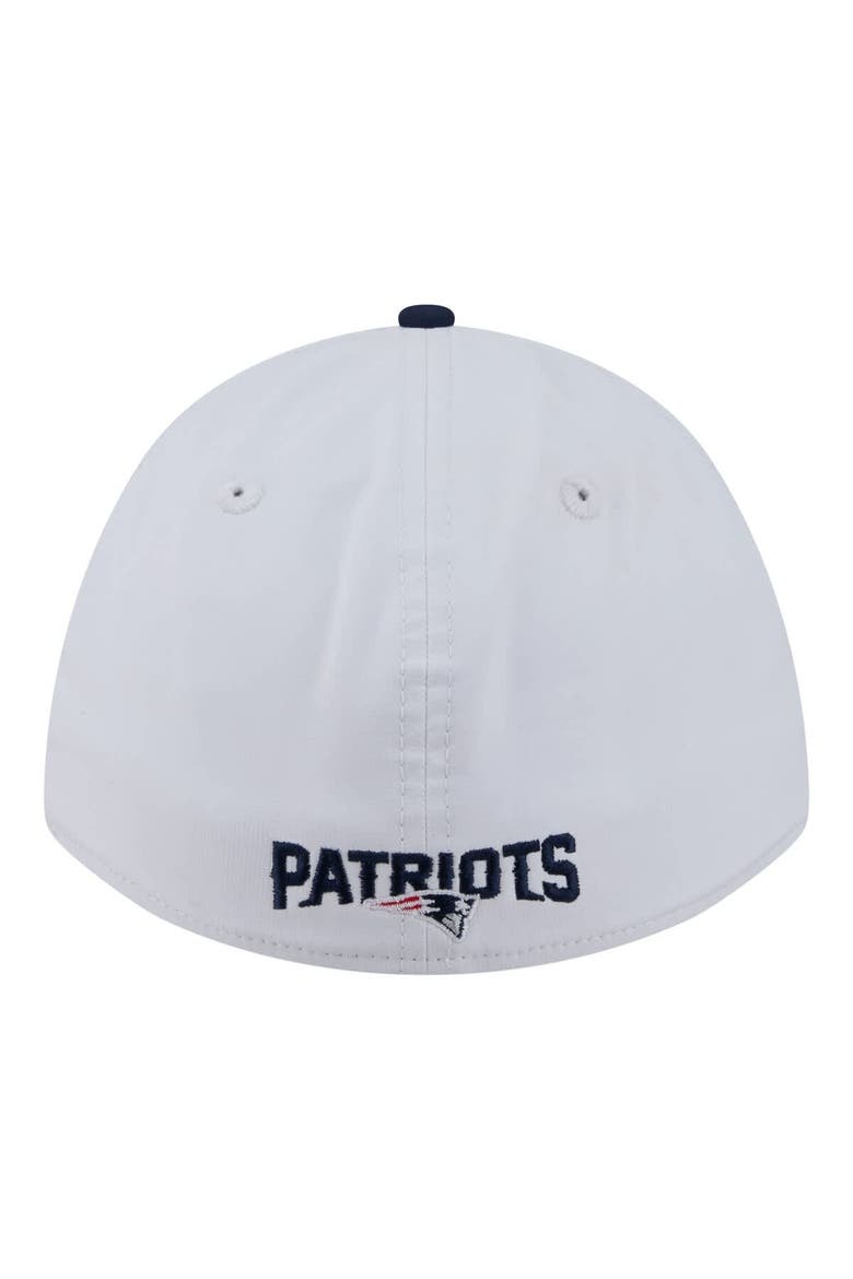 Men's New Era White/Navy New England Patriots Patch 39THIRTY A-Frame M-Crown Perforated Flex Hat, Alternate, color, White