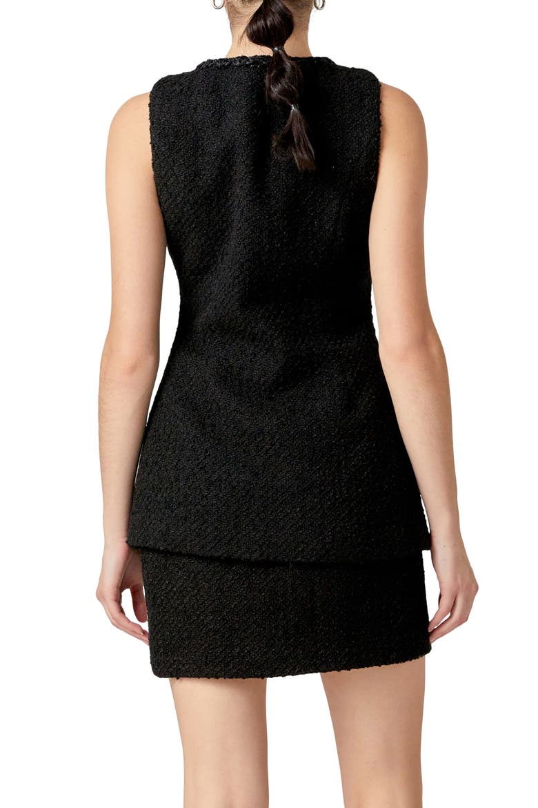 Long Tweed Vest, Alternate, color, BLACK