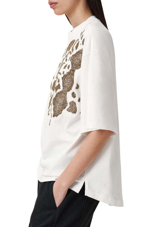 Allsaints Amelie Oversize Embellished Cotton Graphic T-shirt In Optic White