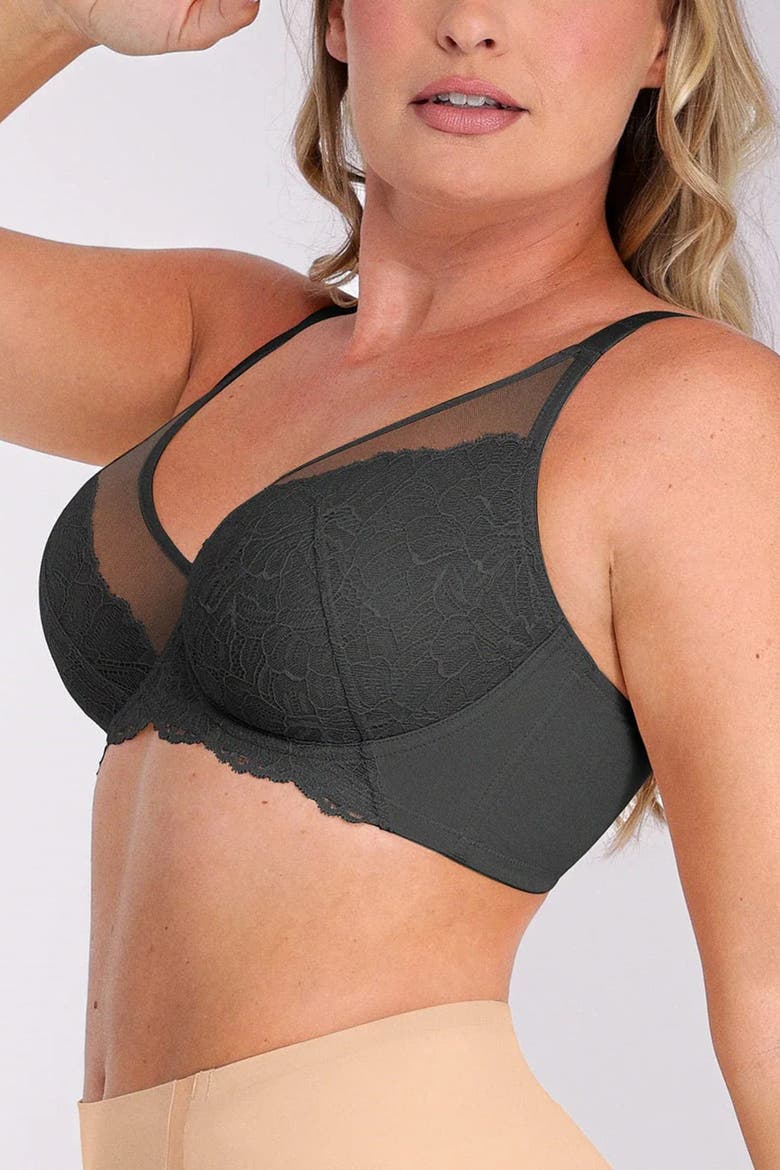 Supportive Unlined Lace Underwired Bra, Alternate, color, Classic black