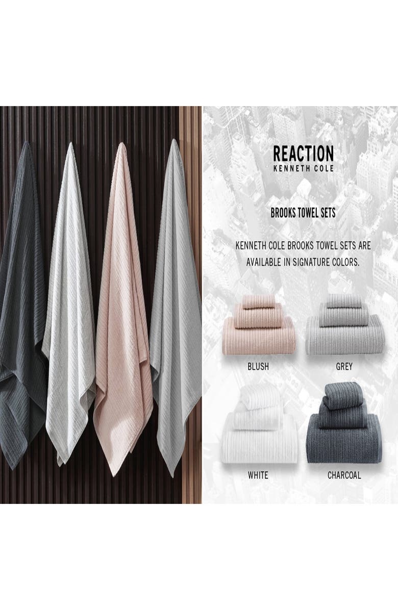 Kenneth Cole Brooks 3-Piece Cotton Towel Set, Alternate, color, Charcoal