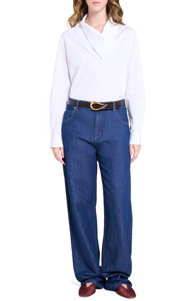 TWP My Maria Drape Neck Pullover Shirt, Alternate, color, White