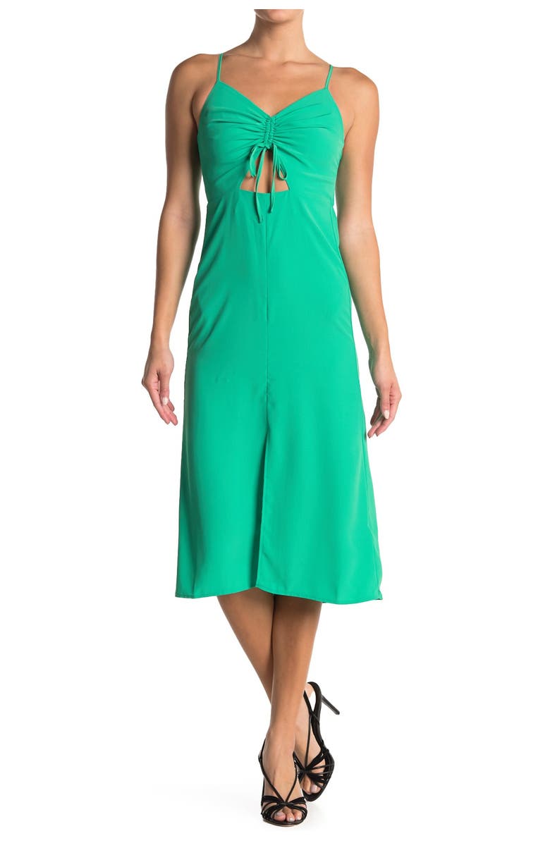 Topshop Molly Front Cutout Ruched Midi Dress, Main, color, 