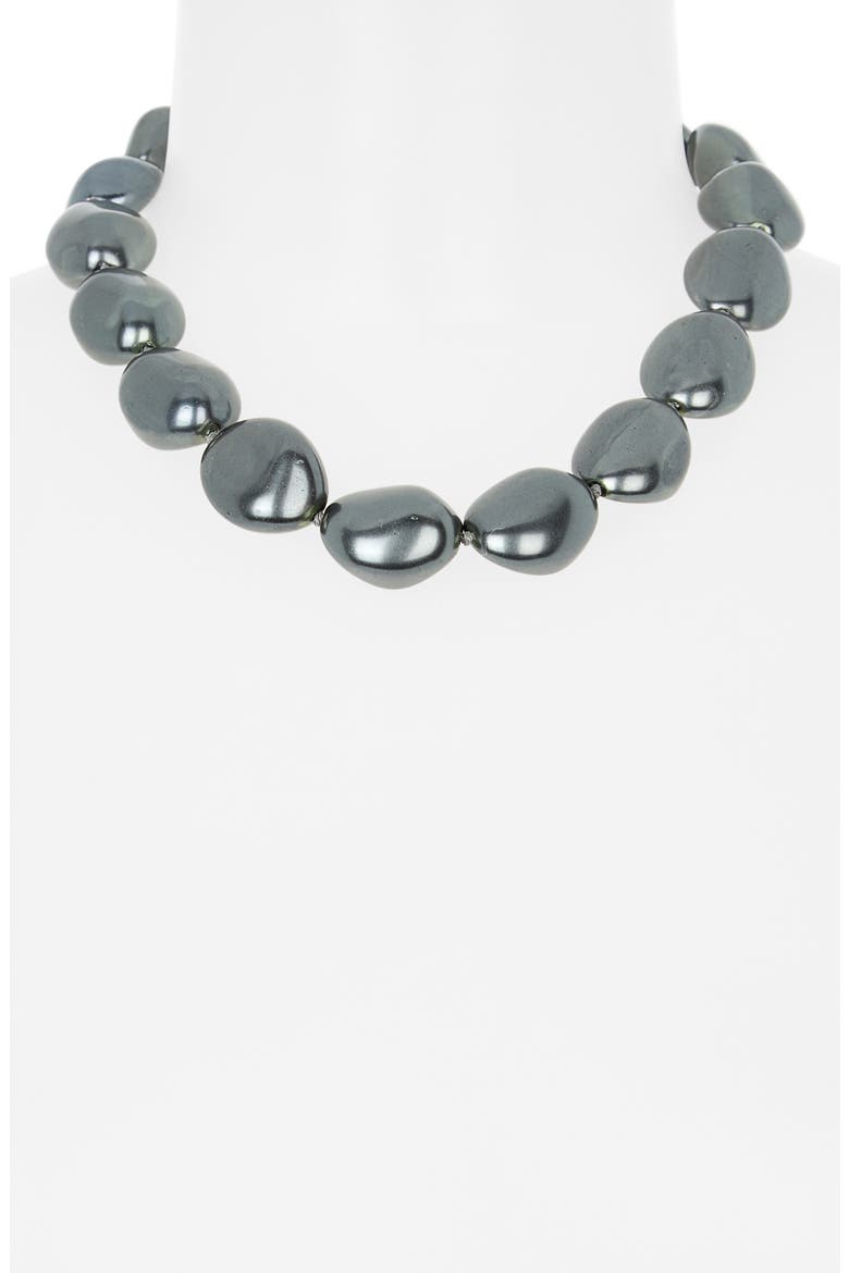 Grey Faux Pearl Collar Necklace, Alternate, color, GREY