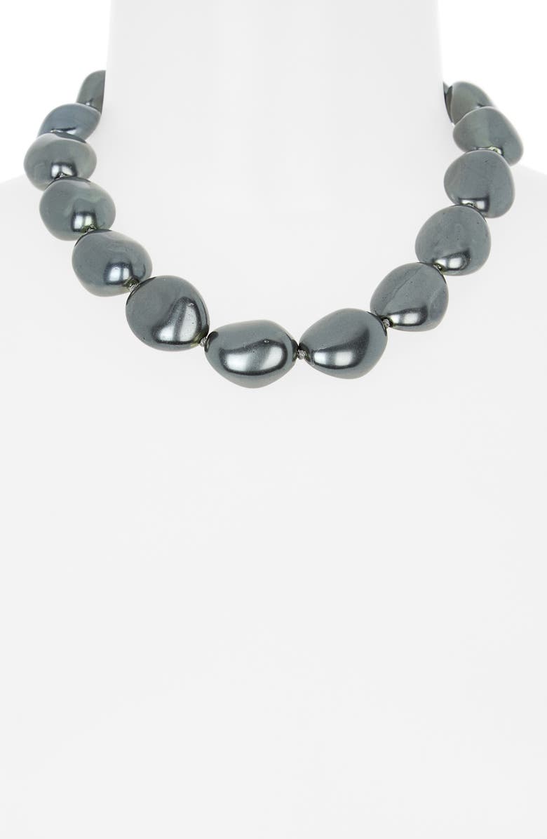 Kenneth Jay Lane Grey Faux Pearl Collar Necklace, Alternate, color, Grey