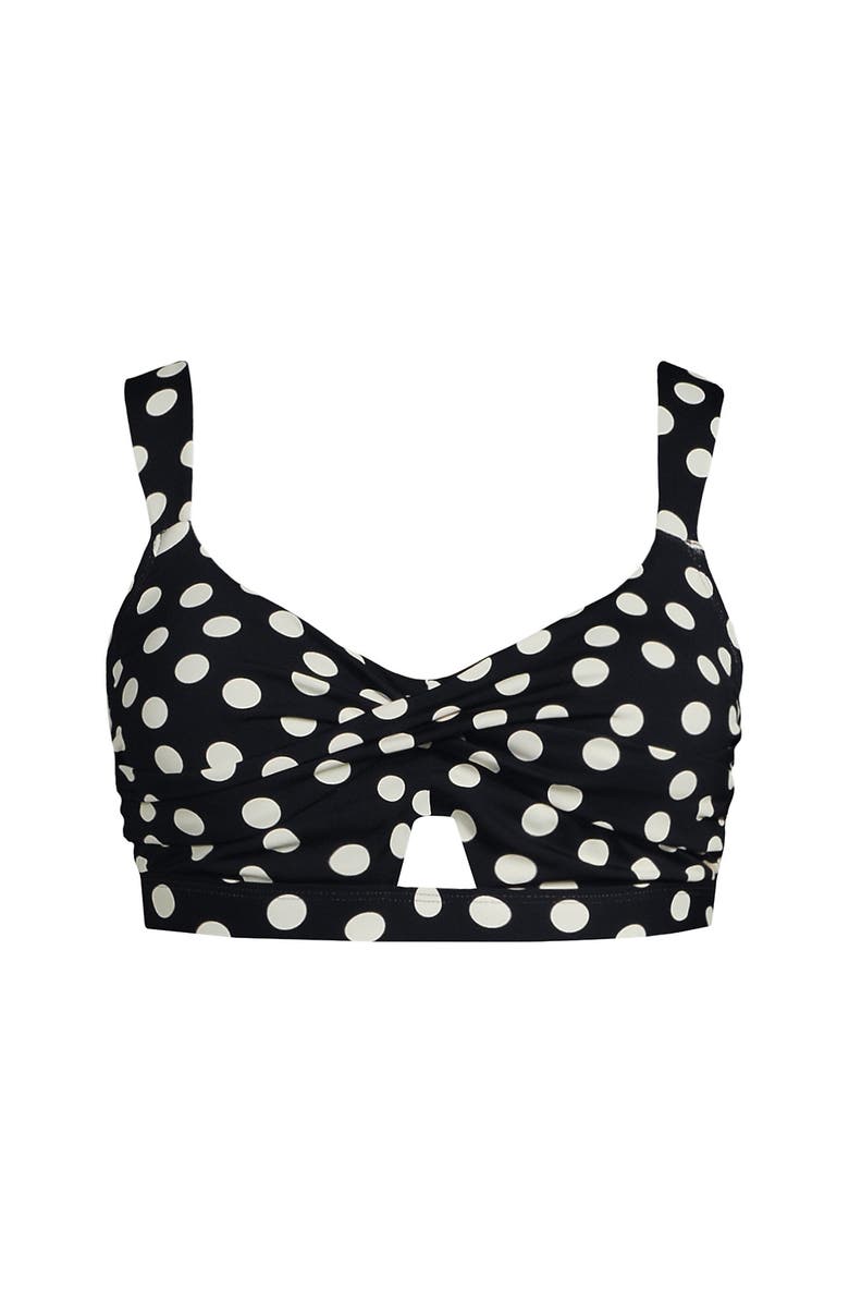 Lands' End Twist Front Bikini Top, Alternate, color, Black/Egret White Tossed Dots