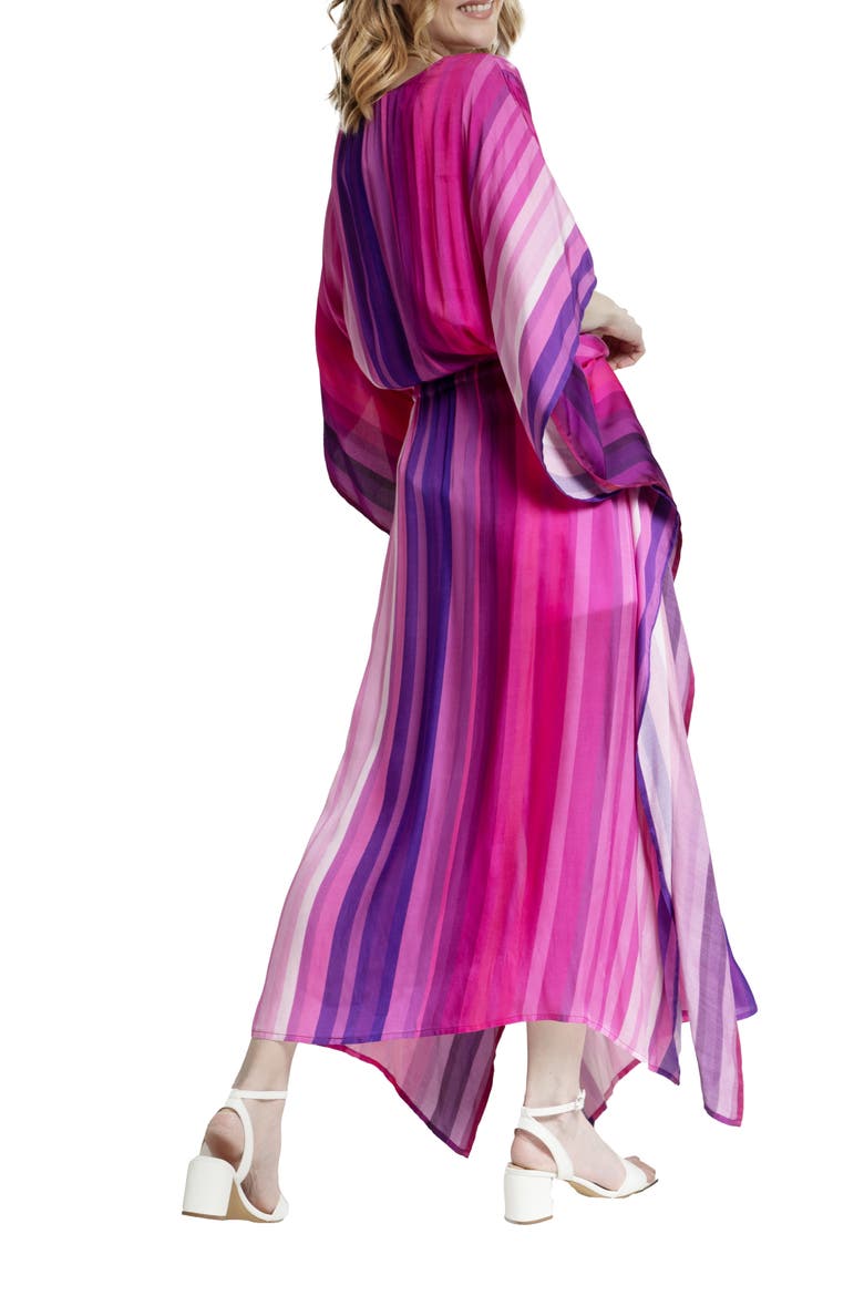 Stripe Keyhole Tie Waist Caftan, Alternate, color, PINK