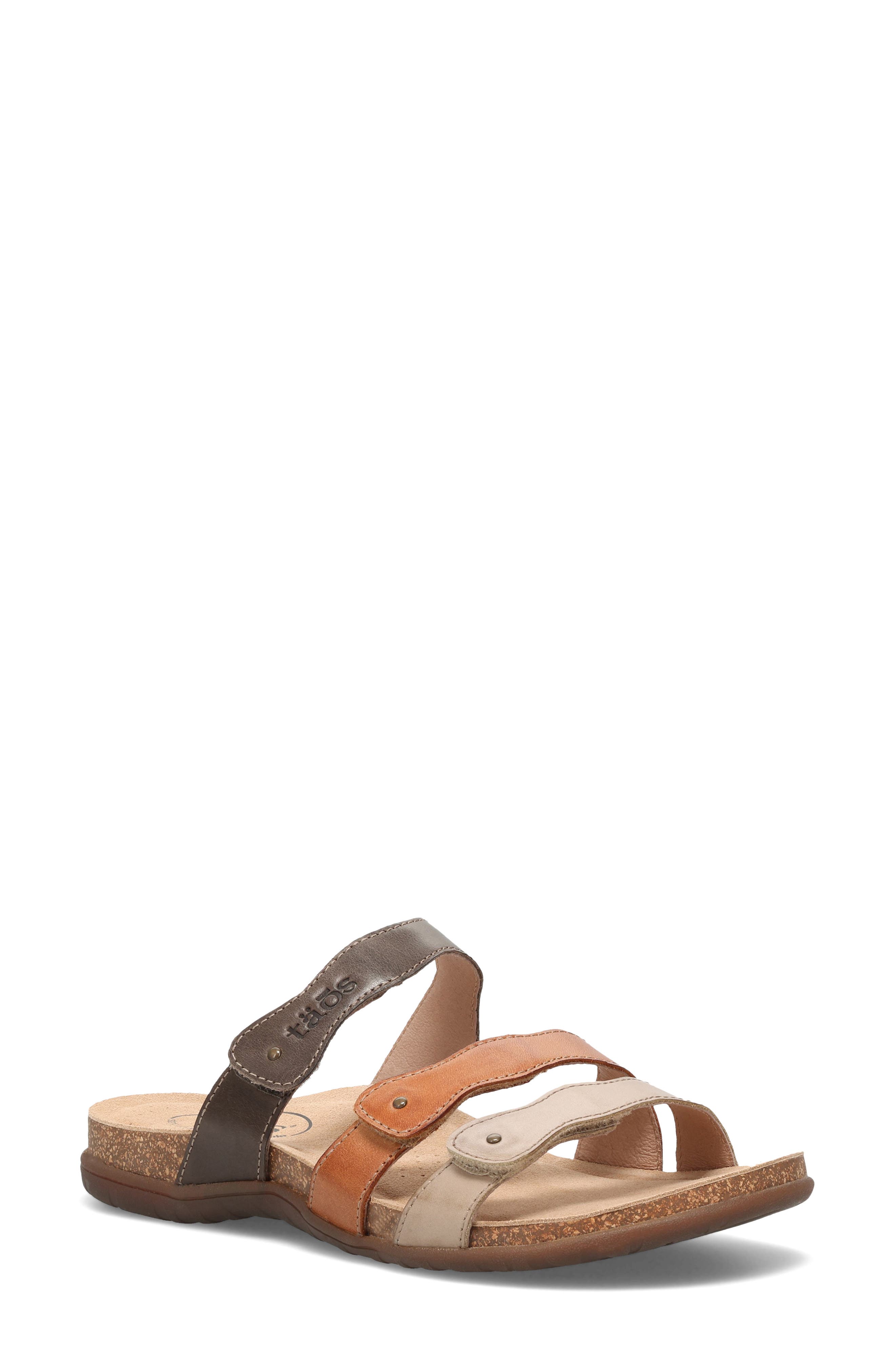 Taos Scribble Slide Sandal, Main, color, Brown Multi