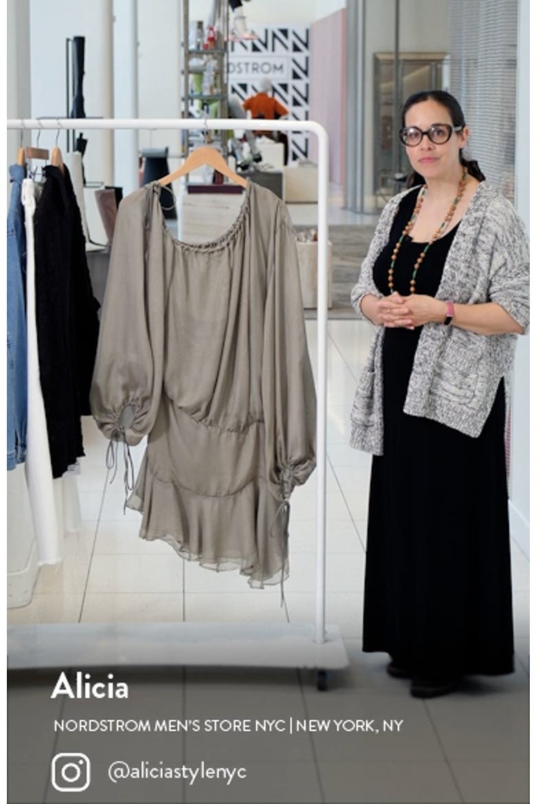 wilhelmina off the shoulder long sleeve dress Clothing : Mini Dresses : 'Wilhelmina' Ash Green Off Shoulder Dress