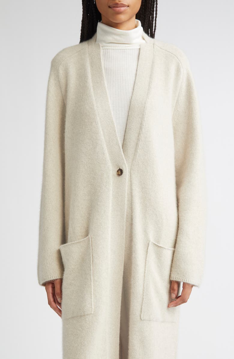 LOULOU DE SAISON Smet Mercerized Wool & Yak Hair Blend Maxi Cardigan, Main, color, Stone Melange