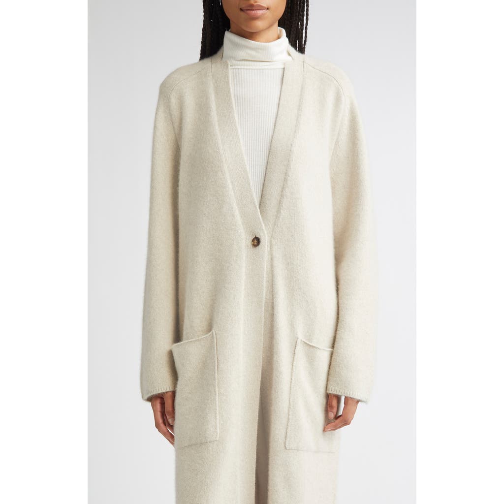 Loulou De Saison Smet Mercerized Wool & Yak Hair Blend Maxi Cardigan In Neutral