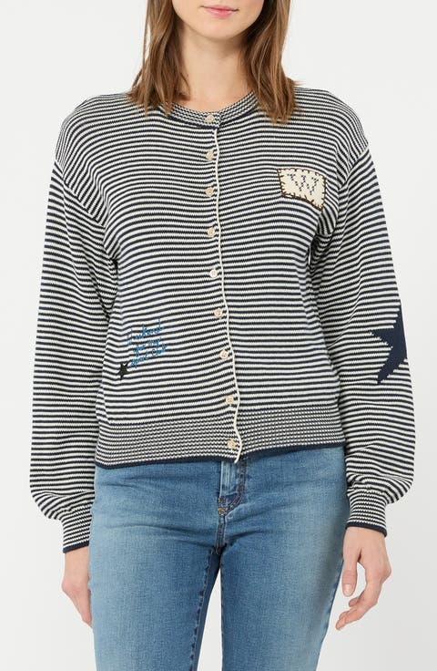Teiera Stripe Cotton Blend Cardigan