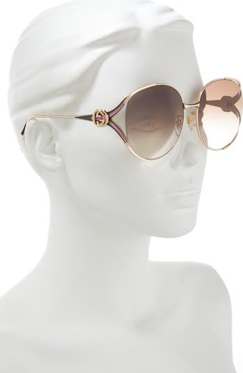 Gucci 63mm Gradient Oversize Open Temple Round Sunglasses Nordstrom