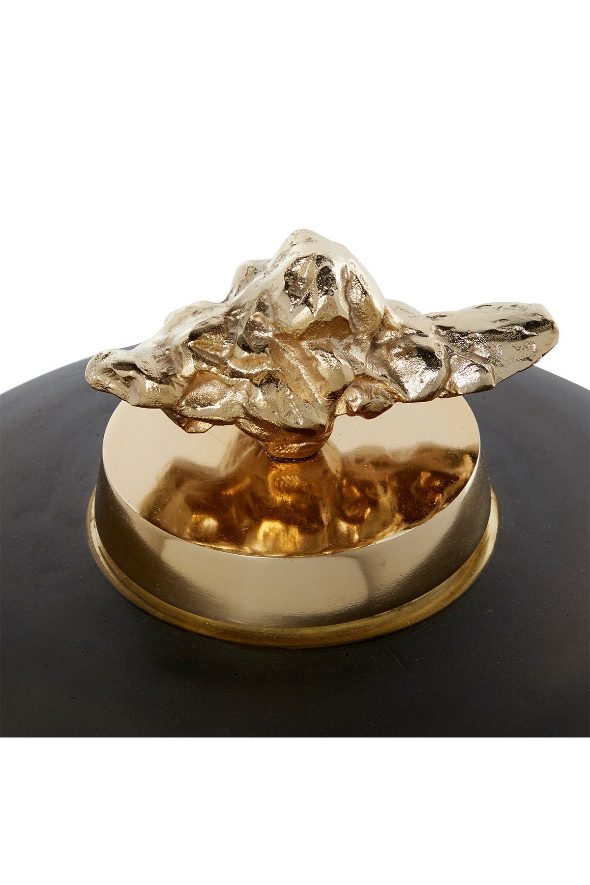 WILLOW ROW Round Speckled Gold Glass Vase with Decorative Gold Metal ...