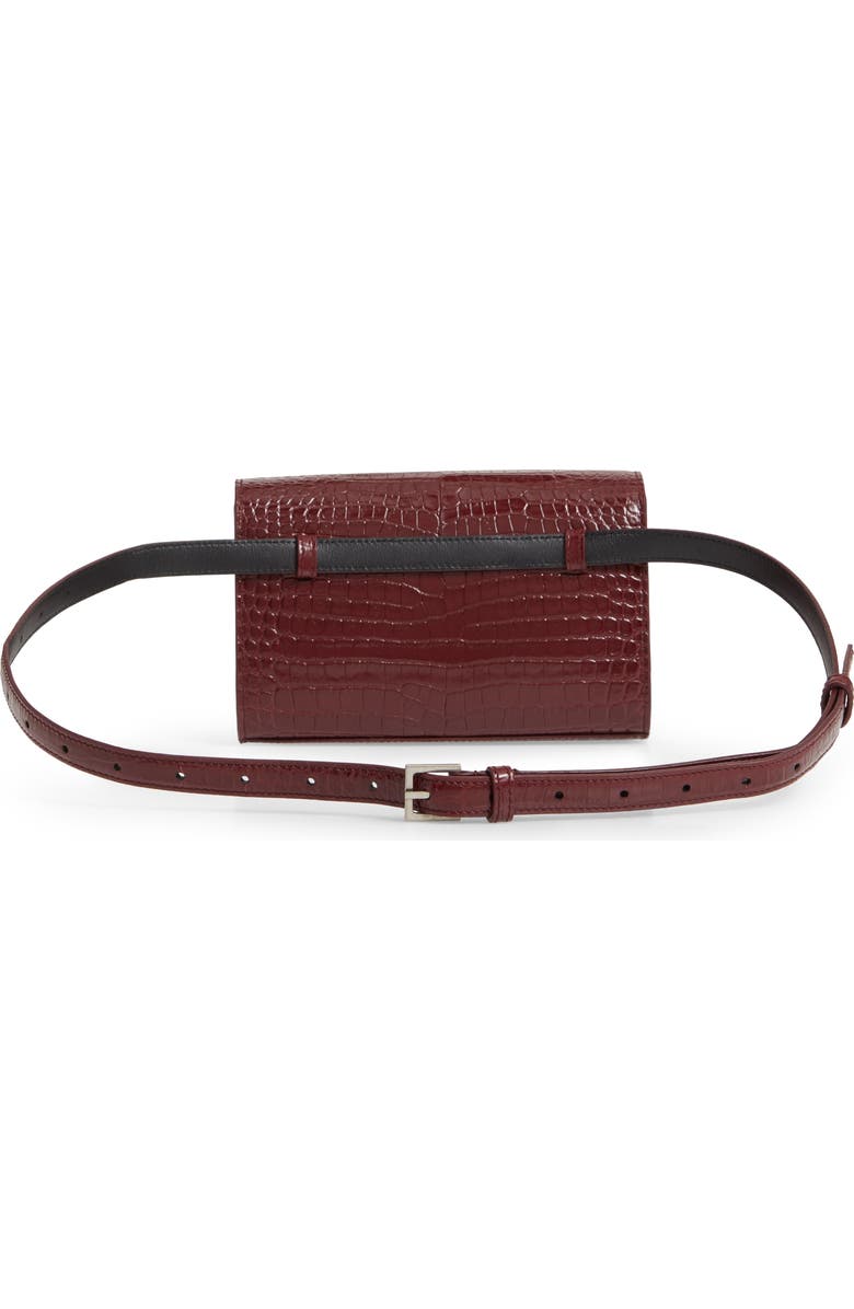 Saint Laurent Kate Croc-Embossed Leather Belt Bag, Alternate, color,