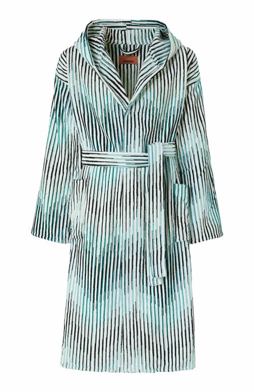 Missoni Home Arpeggio Bathrobe In Slub Cotton Terry in Turquoise  product