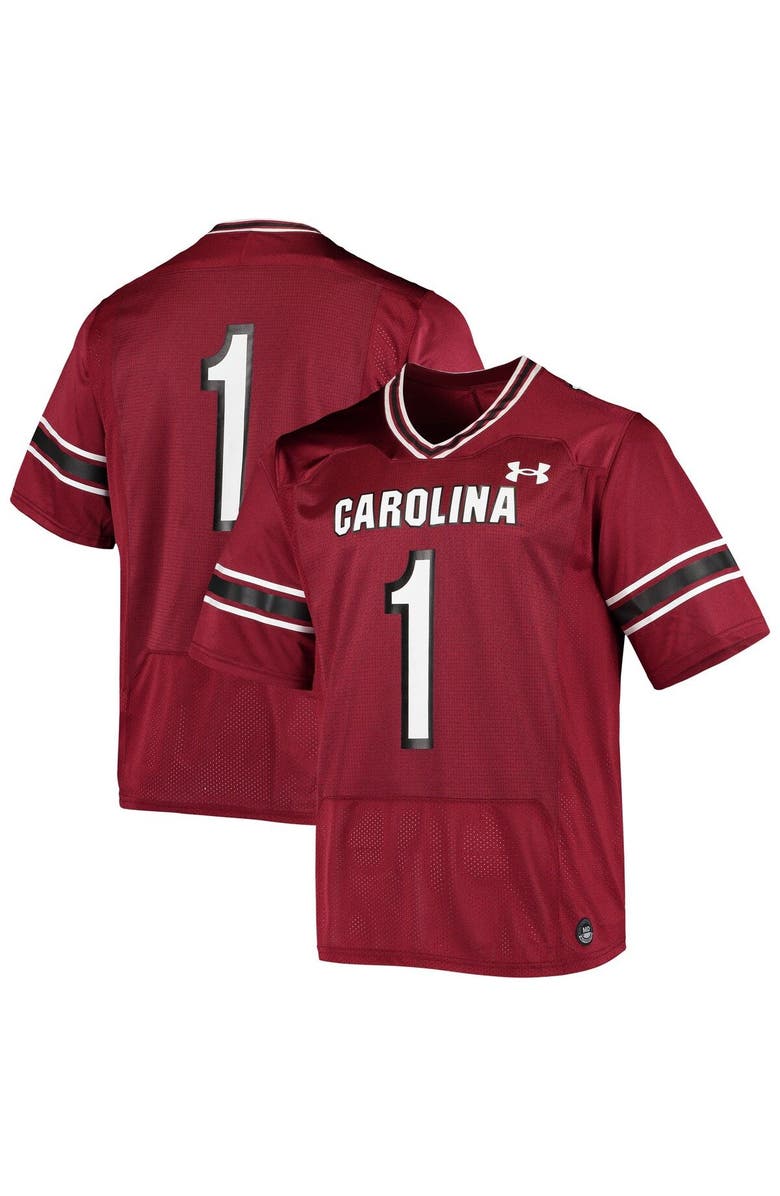 Under Armour Men's Under Armour #1 Garnet South Carolina Gamecocks Logo Replica Football Jersey, Main, color, 